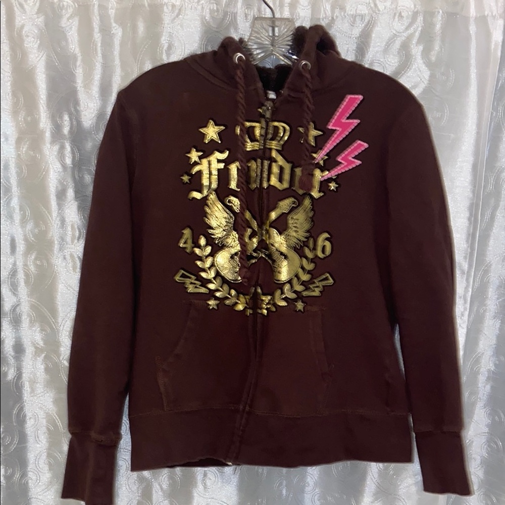 Fender Brown Hoodie with Gold Logo Youth Size XL 🔥 YB5
